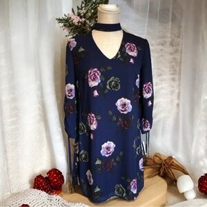 48 hours Sale Speechless Dark Floral Rose Choker Mini Shift Dress NWT